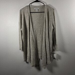 Liz Claiborne Women's Cream Colored Open Front Cardigan Sweater Size L